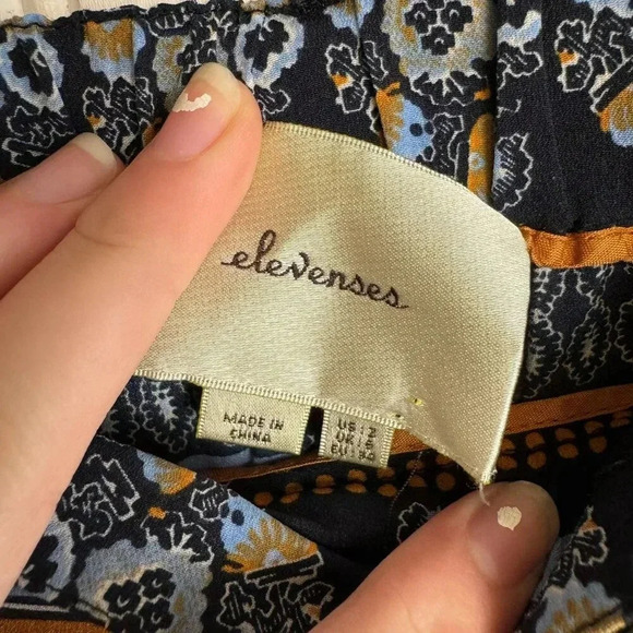 Anthropologie Elevenses aralia print boho crop pants size 2 Q24 - Picture 6 of 9